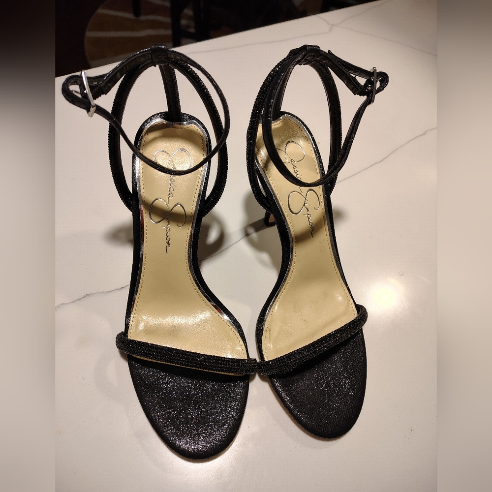 Jessica Simpson Black Glitter Heels